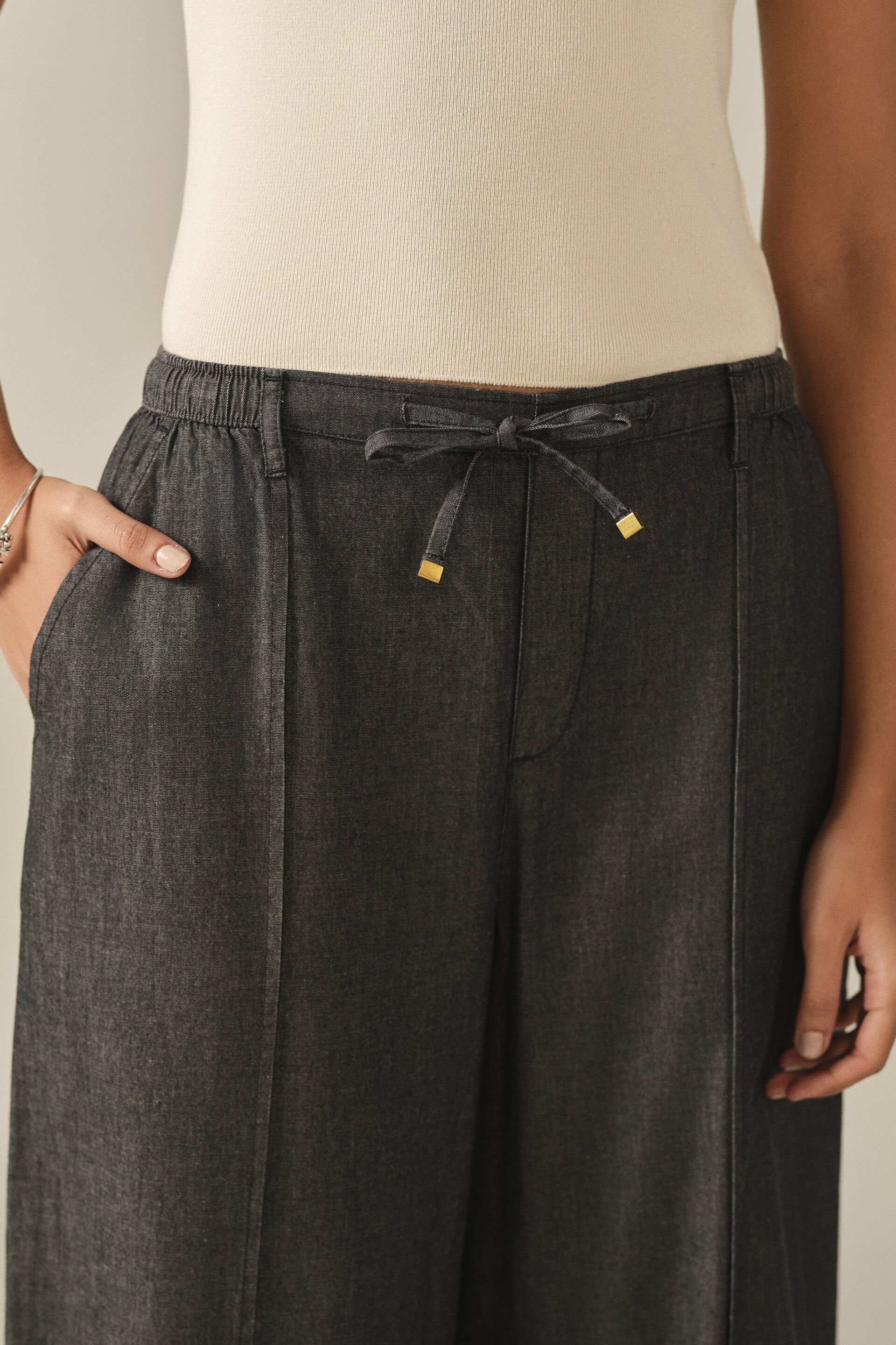 Solid Denim Pant in Grey, Grey, image 2